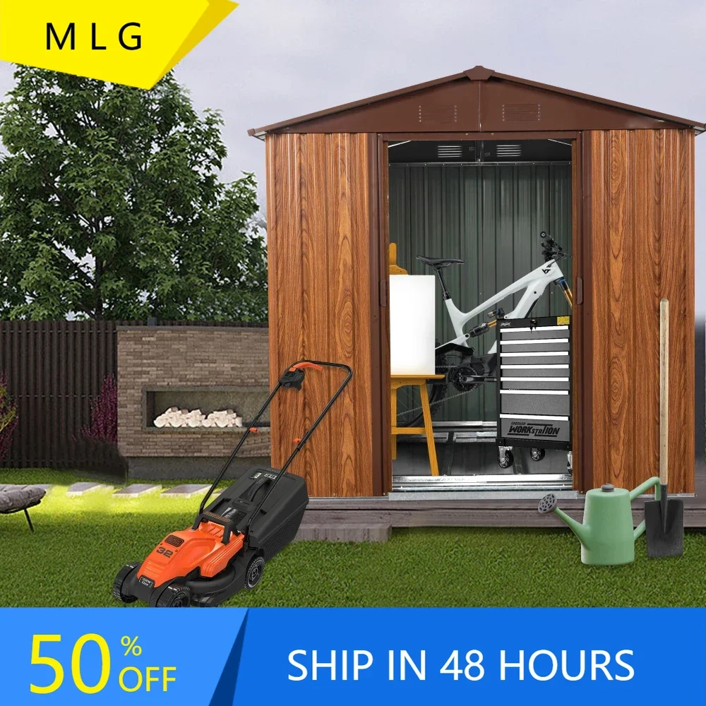 

6ft X 6ft Outdoor Metal Storage Shed with Metal Foundation ,With Window， Garden Storage，outdoor Storage，outdoor Shed