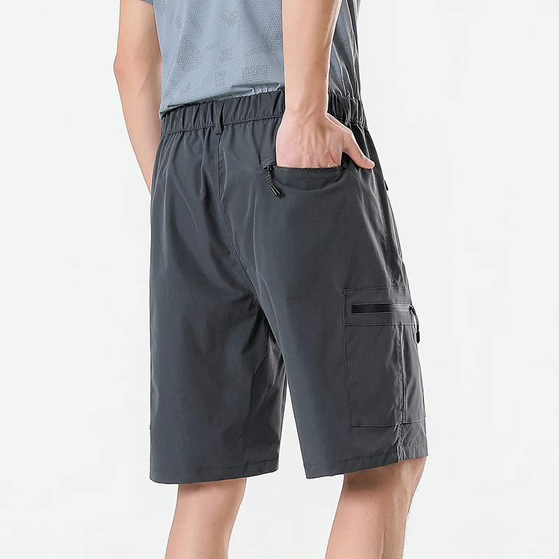 Mens Cargo Shorts Knee Pants Zipper Pocket Summer Quick Dry Shorts Climbing Jogger Elastic Waist Sports Wear gallery 5