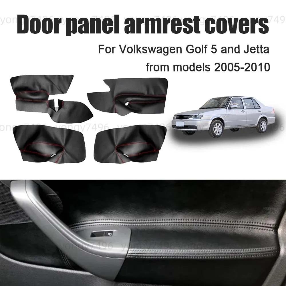 

Black Leather Door panel armrest covers Black For Volkswagen Golf 5 and Jetta from models 2005 2006 2007 2008 2009 2010