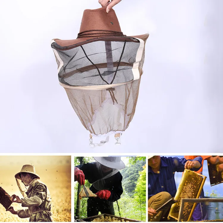 1Pcs Beekeeping Cowboy Hat Beekeeping Protector Cap Beekeeper Fly Insect Net Cowboy Comfortable Design Anti bee Hat