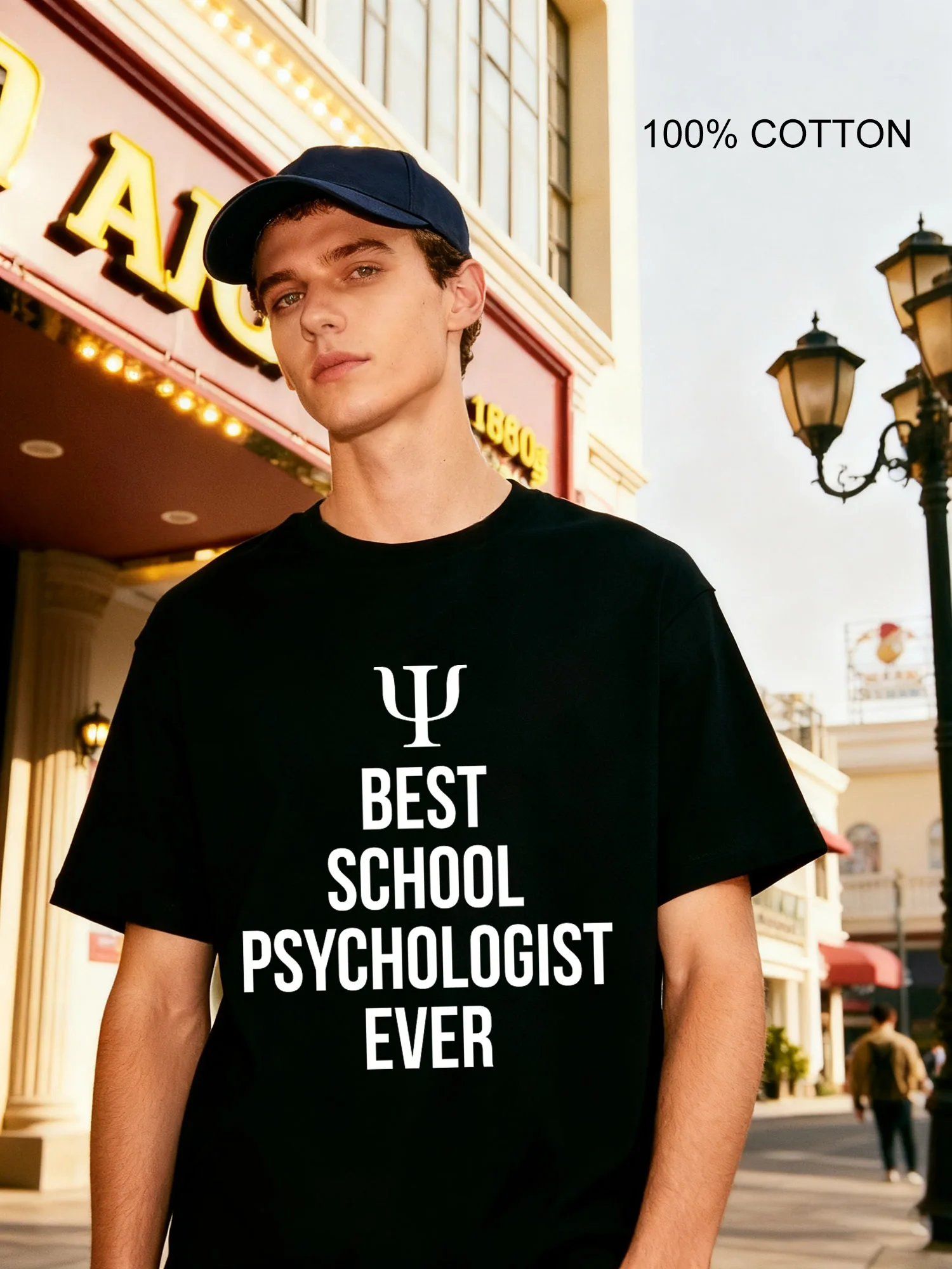 

School Psychologist Men's T-Shirts Casual Design Crew Neck T-Shirt 180g Street 100% Cotton