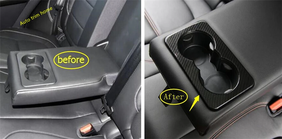 

ABS Carbon Fiber Middle Rear Row Seat Water Cup Holder Decoration Frame Cover Trim Fit For Jaguar XE 2016 - 2018 Car Accessories