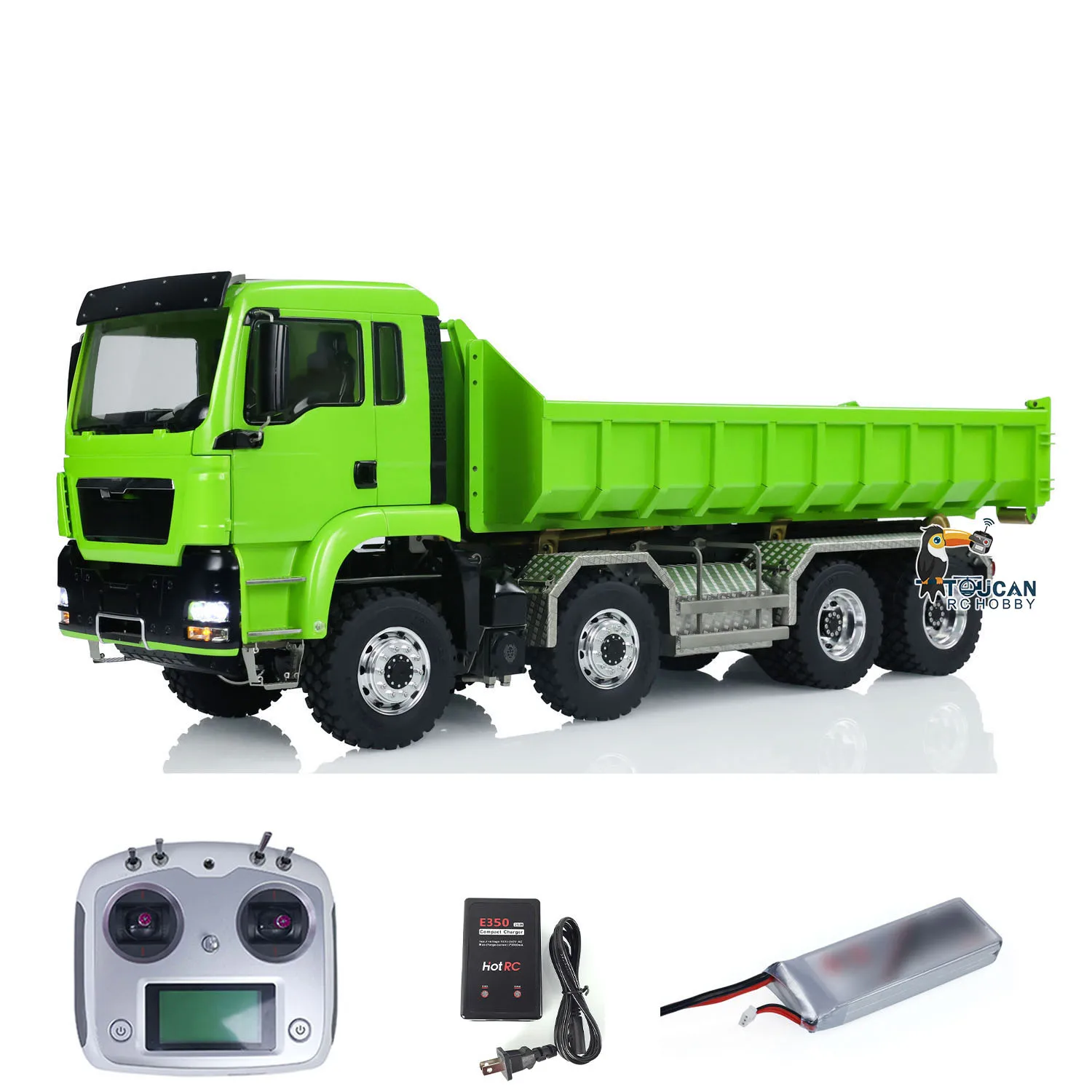 LESU TGS 1/14 8x8 Metal Chassis RC Hydraulic Roll On Off Dump Truck Dumper Differential Lock EDS Axles 2Speed Gearbox Model Car