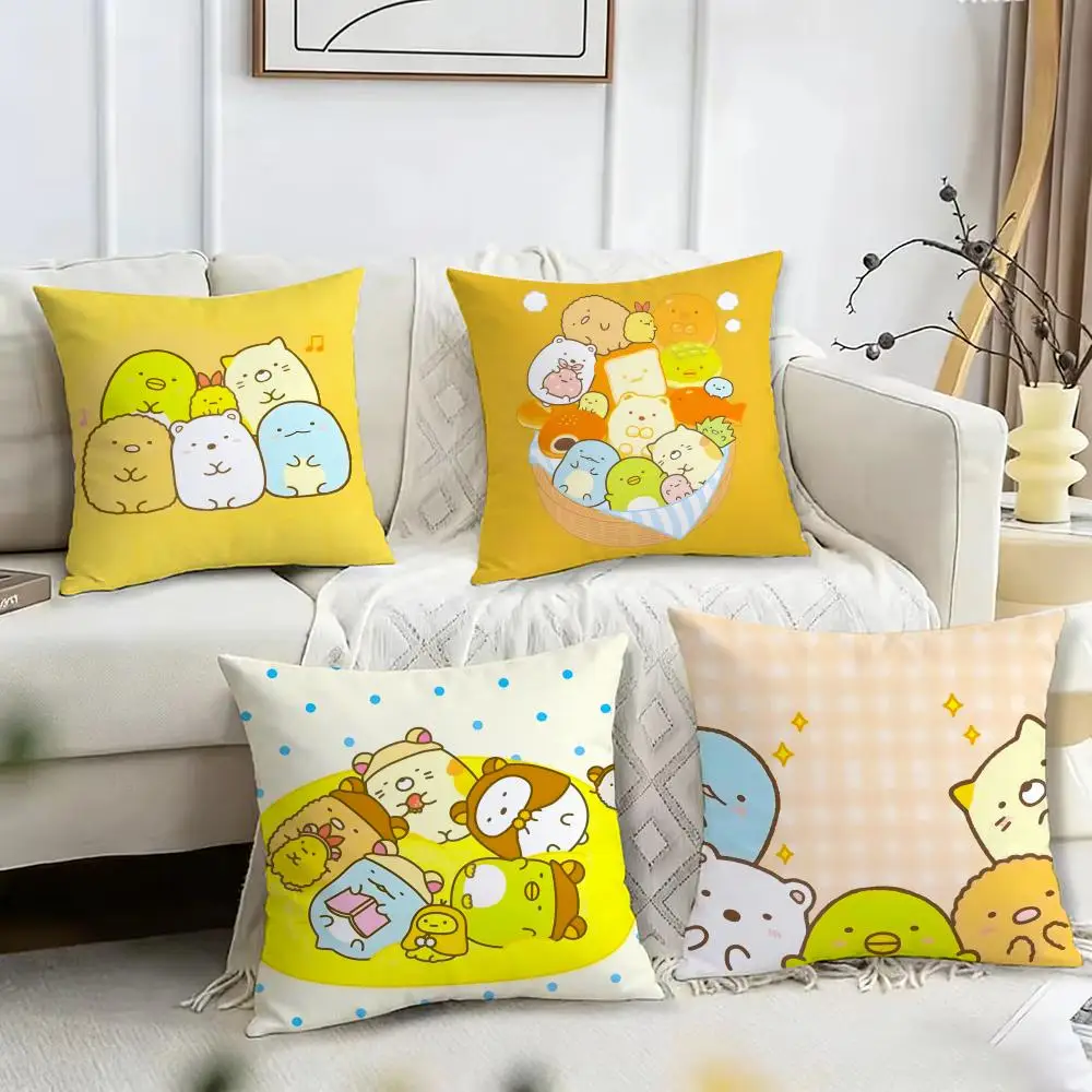 

S-Sumikko Gurashi Изысканный чехол для подушки Двусторонний плюшевый чехол для подушки — для автомобиля, дивана, спальни, идеально подходит в подарок.