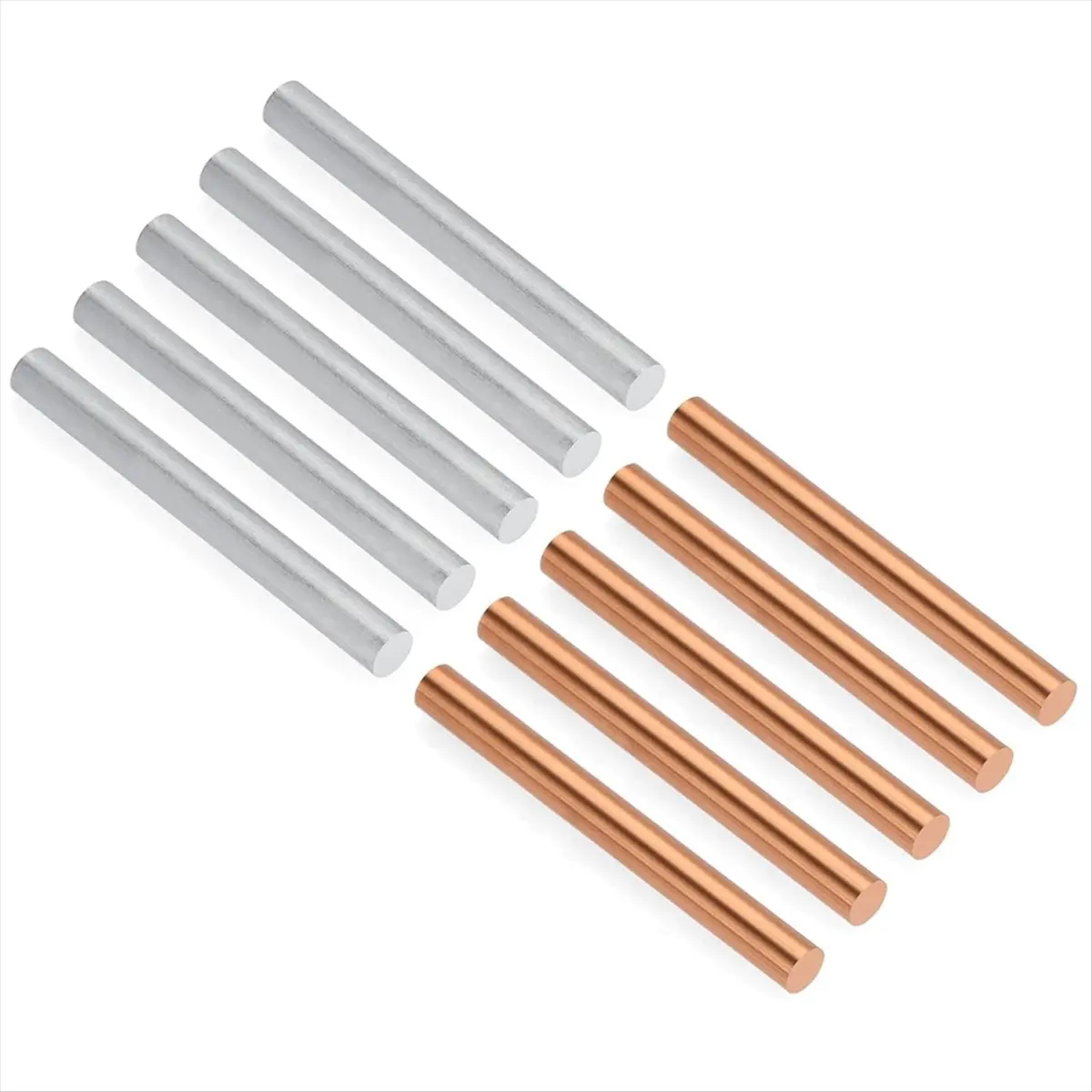 ABCD 10PCS Pure Copper Zinc Rod,Metal Round Rod with 100 mm Length & 10 mm Diameter for Electroplating,Metal Craft Project