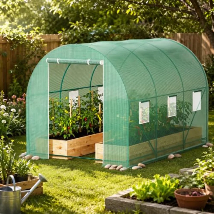 10'x7'x7' Green House Portable Greenhouse Large Walk-in Greenhouses for Outdoors Greenhouse Plastic with Observation Windows an