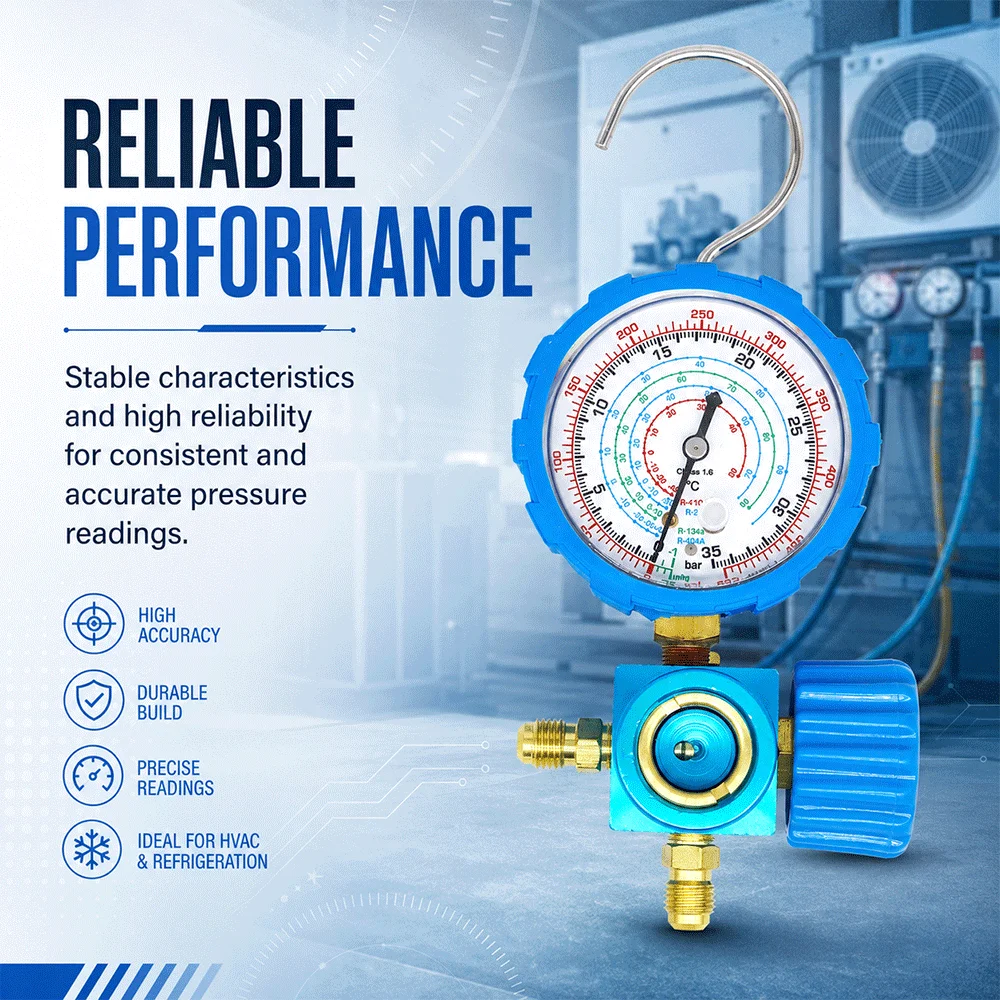 R410a 800/500psi Kältemittel verteiler Manometer ventil Druck anzeige Klimaanlagen werkzeug mit visuellem für r12 r502 r22 r410a – Detail 2