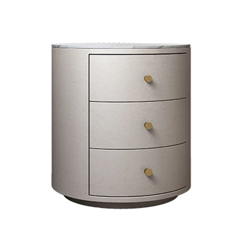 Round Wooden Smart Nightstand with LED Ambient Light Wireless Phone Charger Modern Bedside  for Bedroom Home Furniture