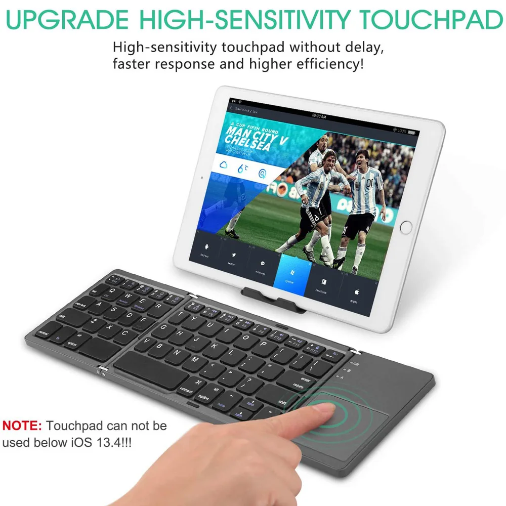 Miniteclado inalámbrico plegable con Bluetooth, teclado táctil para IOS, Android, Windows, ipad, tableta y ordenador portátil