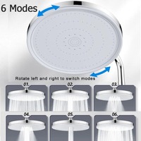 New 6 Modes High Pressure Top Rain Showerhead Big Panel Large Flow Supercharge Rainfall Shower Head Faucet Bathroom Accessories