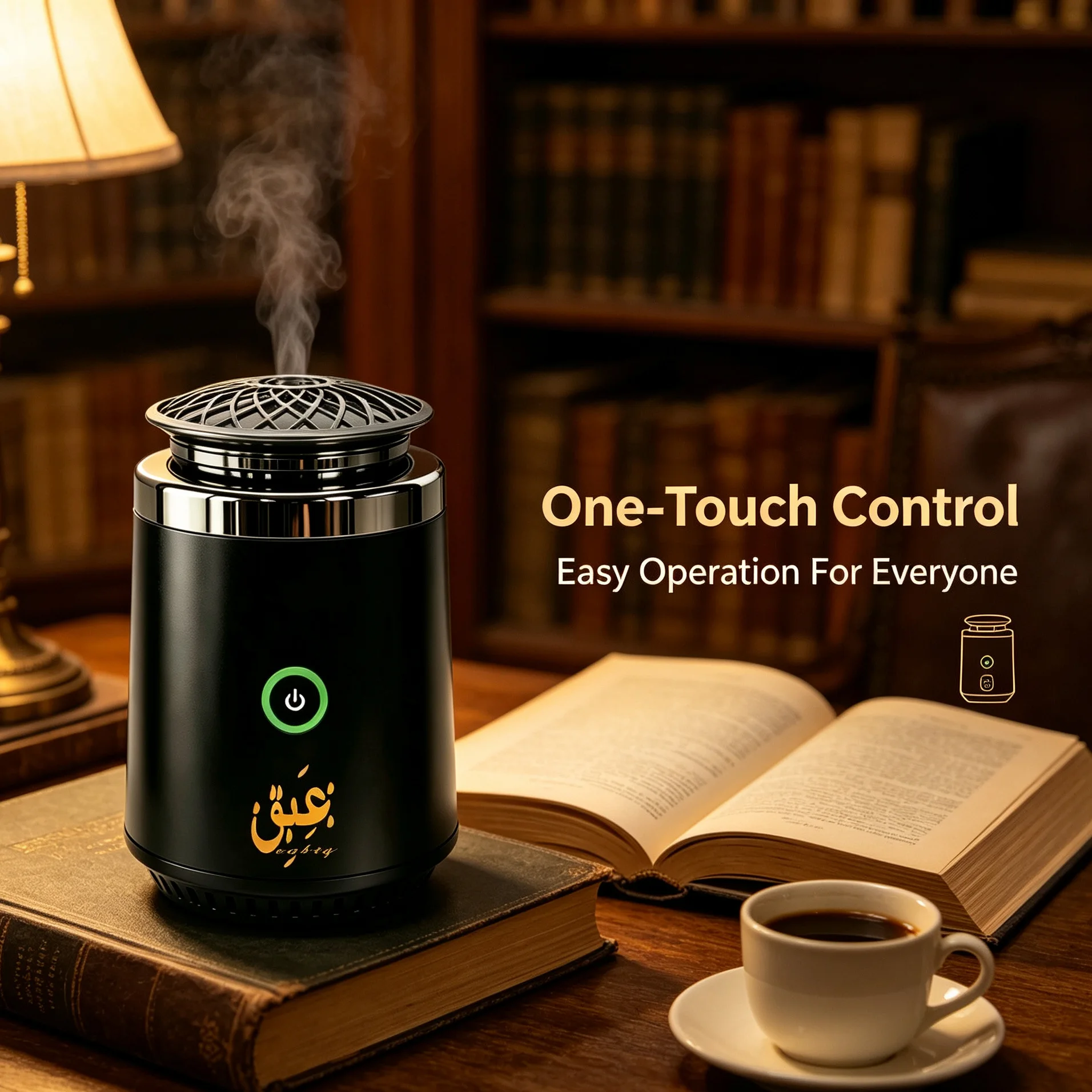 Middle Eastern Style Rechargeable Aroma Diffuser, Metal Texture Top Cover, Large Capacity Built-In Battery for Long-Lasting Use, Easily Eliminates Odors, and Allows You to Enjoy Rich Fragrances Anytime, Anywhere