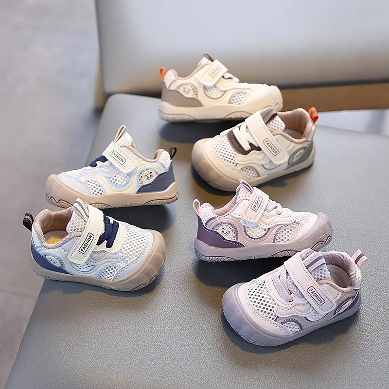 Kids Casual Shoes Mesh Breathable Boys Girls Skate Shoes Hook&loop 2026 New Children Flat Shoes Toes Capped Non-slip Trendy