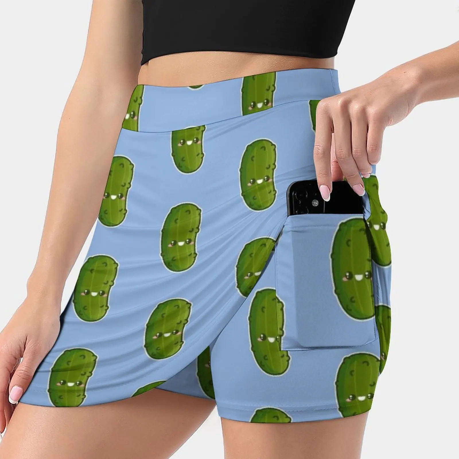 Kawaii Pickle Women's skirt Sport Skort Skirt With Pocket Fashion Korean Style Skirt 4Xl Skirts Gherkin Pickle Cucumber Food