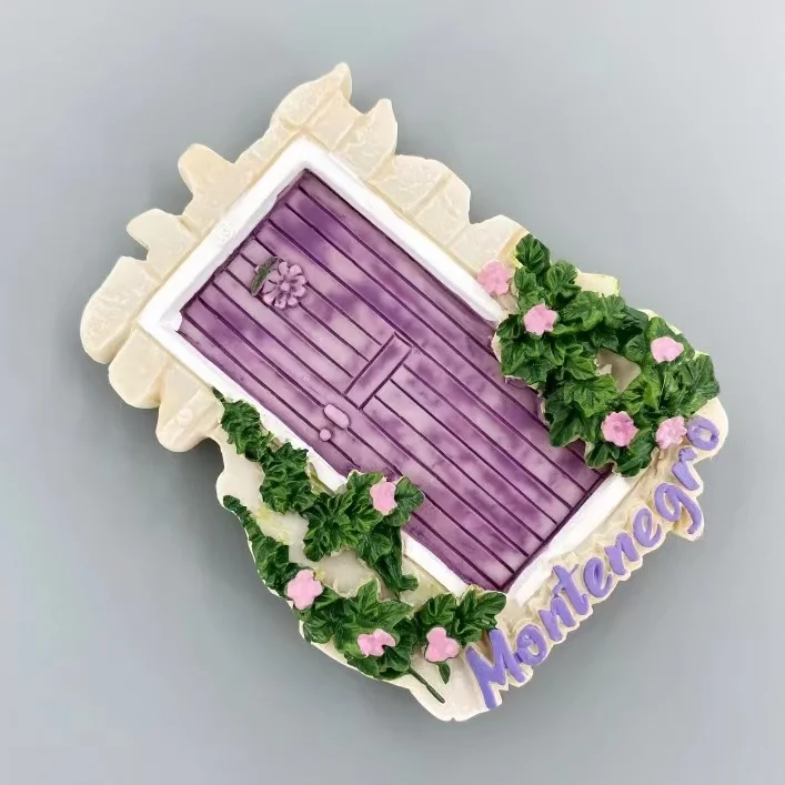 Montenegro Tourism Commemorative Creative Three Dimensional Purple Residential Wooden Door Decoration Magnet Refrigerator Sticke