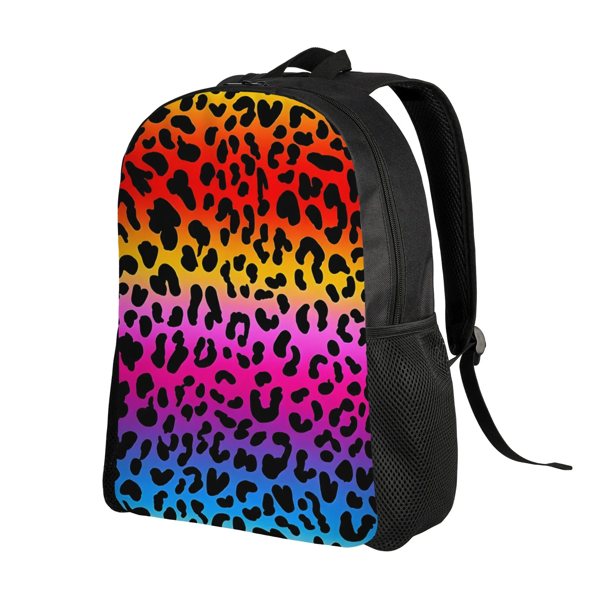 Back to school season Harajuku Design Rainbow Leopard Print Bookbag Leopard Print High School Students Handbag Backpack
