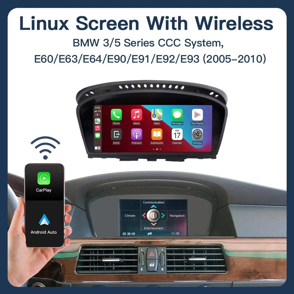 High quality8.8 Inch Stereo Radio Touch Screen Wireless   Carplay Android Auto Android System for   Car 3 5 Series E60 E90