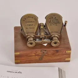Vintage Brass Binoculars Ornament Desktop Mini Telescope Brass Crafts Home Decoration