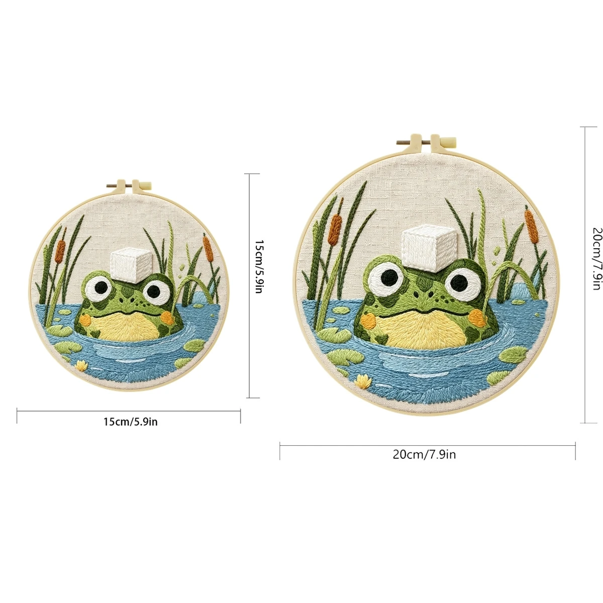 1 Set Eiswürfel-Frosch DIY-Stickerei-Set für Anfänger, Stickerei-Starter-Kit, Kreuzstich-Kunstgeschenk, Handarbeits-Bastelset – Detail 2