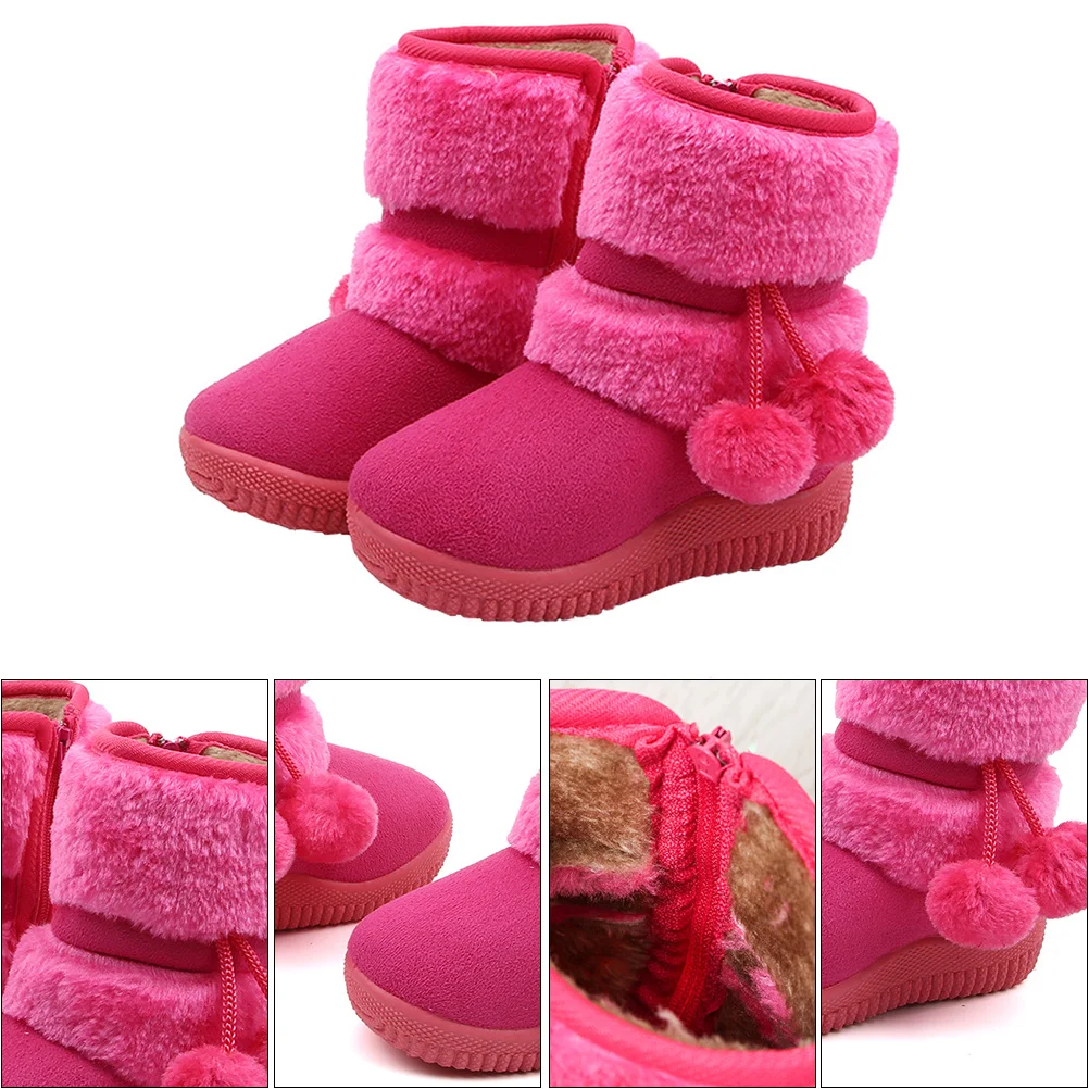

1 Pair Baby Snow Boots Soft Bottom Winter Warm Prewalker Shoes For Toddlers Girls Cotton-Lined Booties Cute Gift Idea