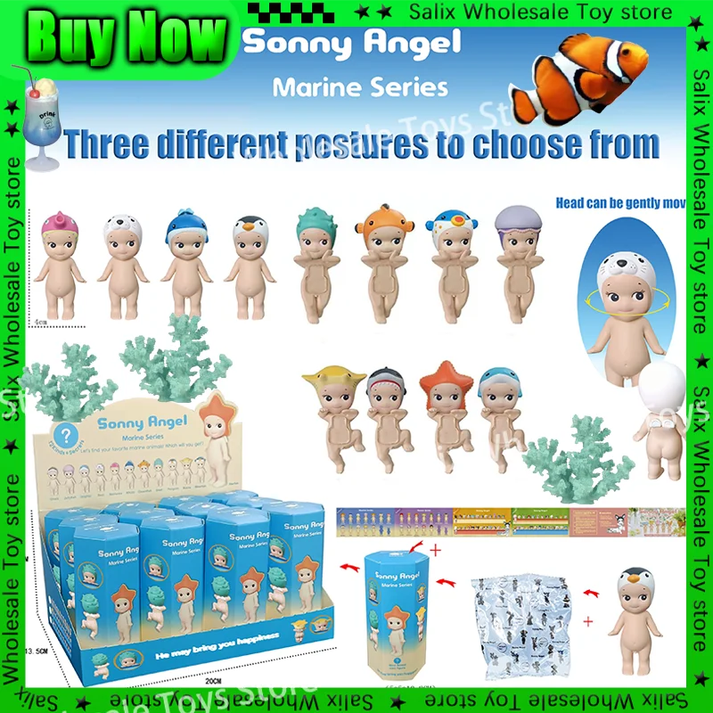 New In Stock Sonny Angel Blind Box Marine Series Hippers Dolls 3.5inch High Quality Anime Figures Xmas Kids Gift Toys Customized