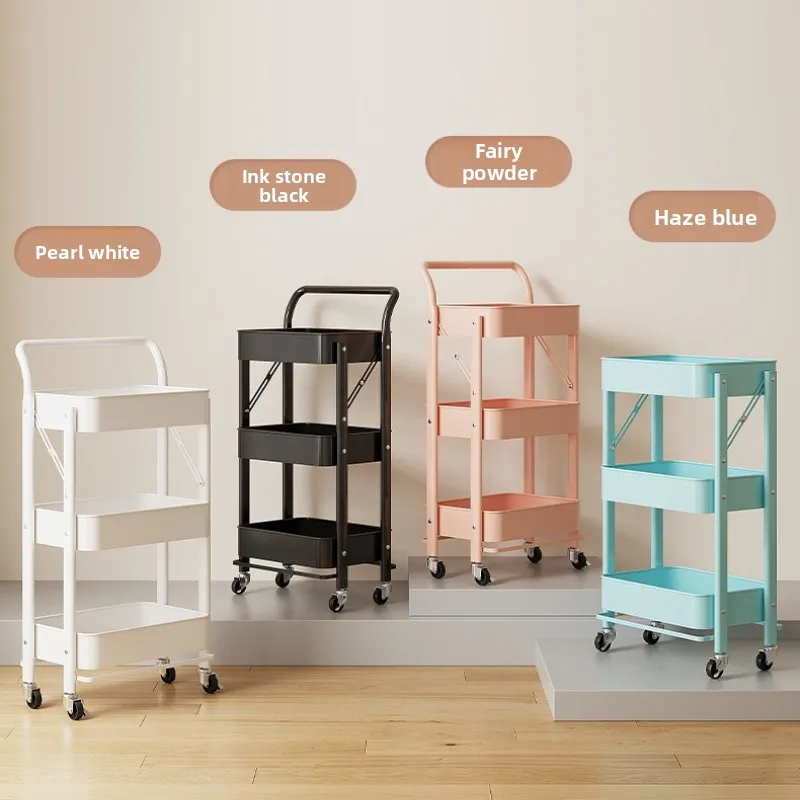 Stable Removable rack Multi-layer shelf Next to desk Foldable storage rack Kitchen bathroom trolley image 3