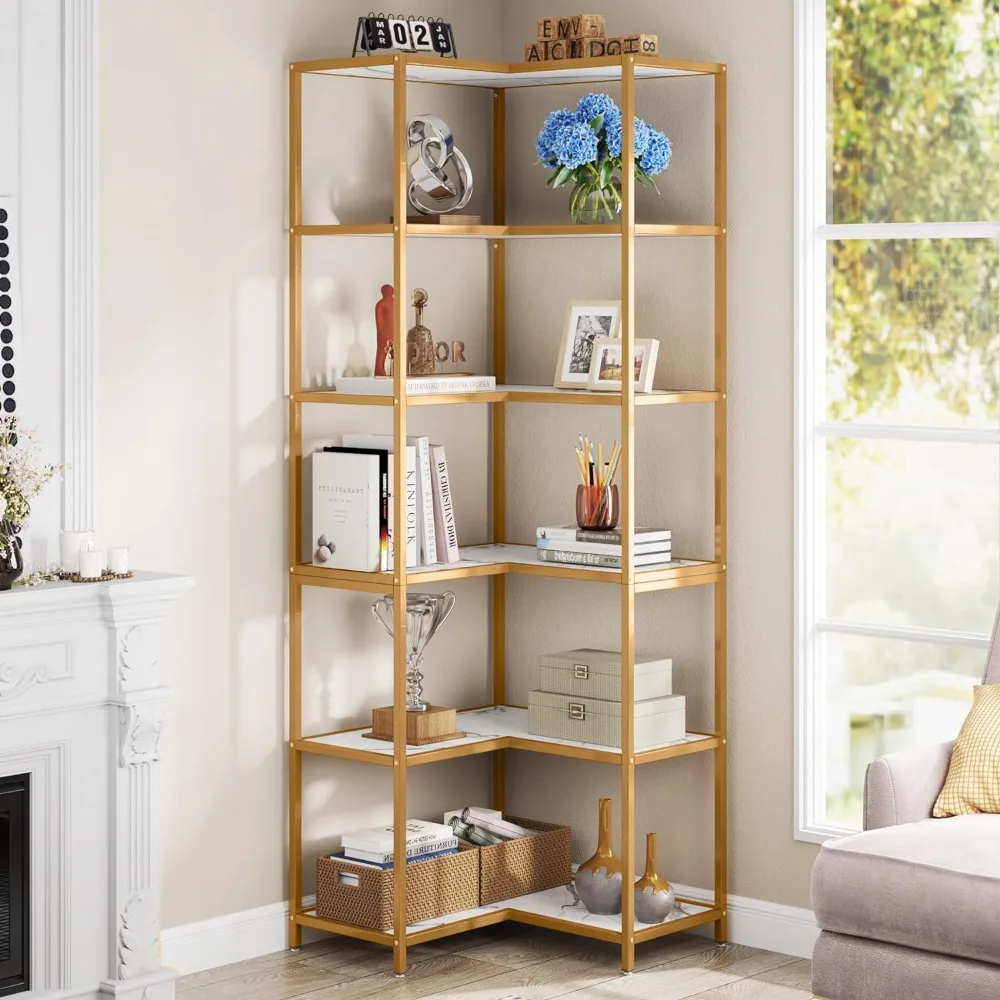 

Tribesigns 6-Shelf Corner Bookshelf, 70.9" Tall L-Shaped Corner Bookcase Large Etagere Book Shelving Unit Corner Shelves Stand