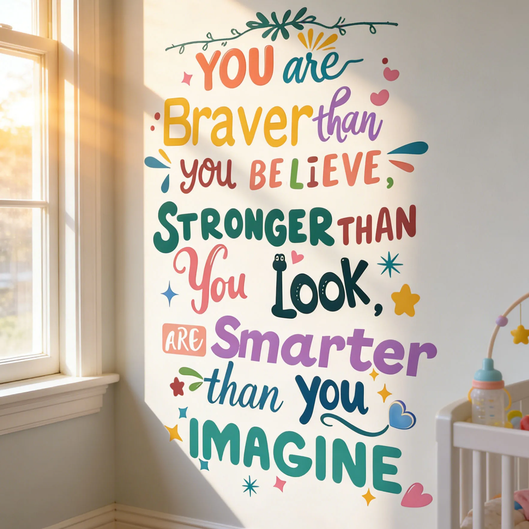 Colorful English inspirational quotes wall stickers, decorative wall paintings, motivational sentences, self-adhesive paintings,