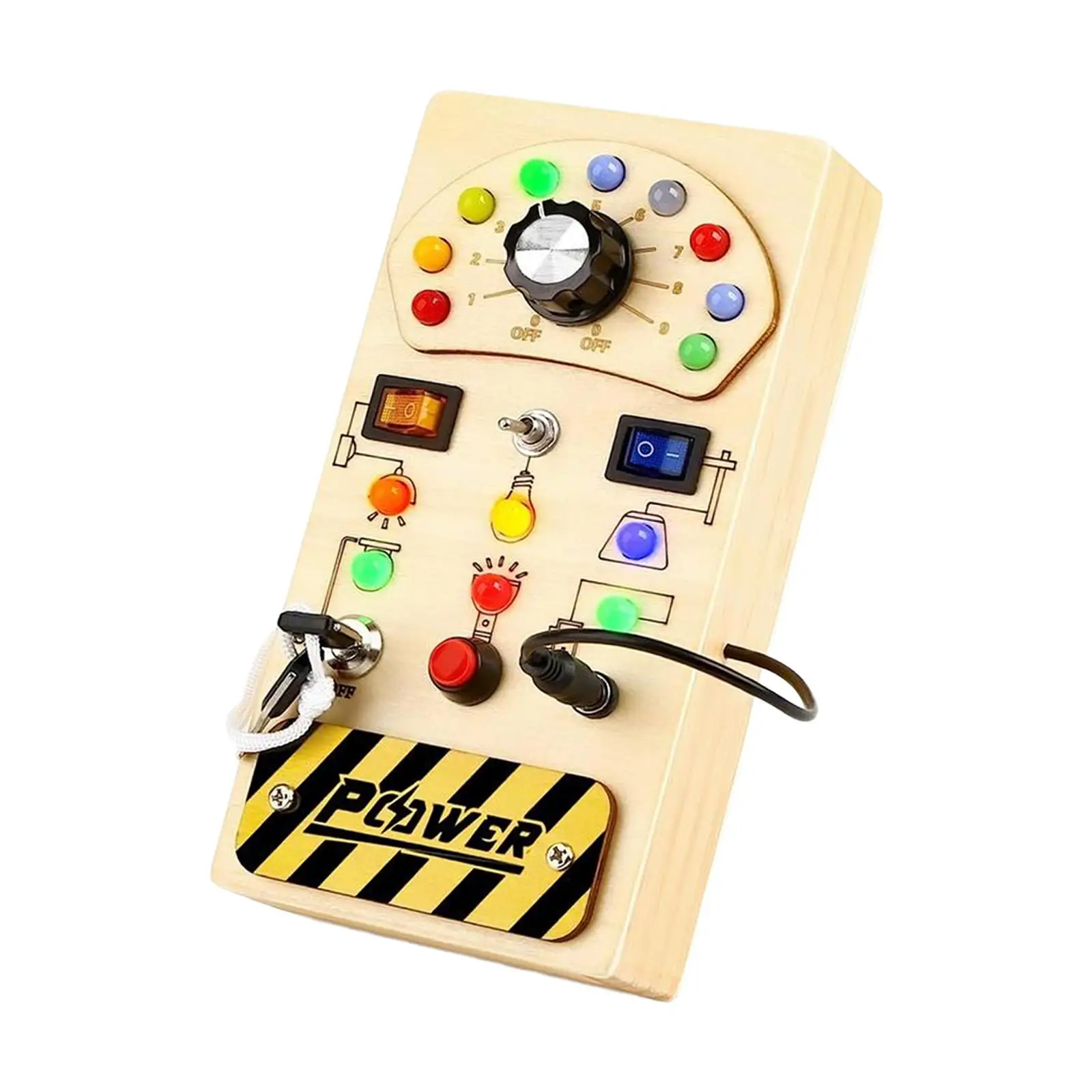 Lights Switch Busy Board Wooden Control Panel Wooden Sensory Board Button Switch