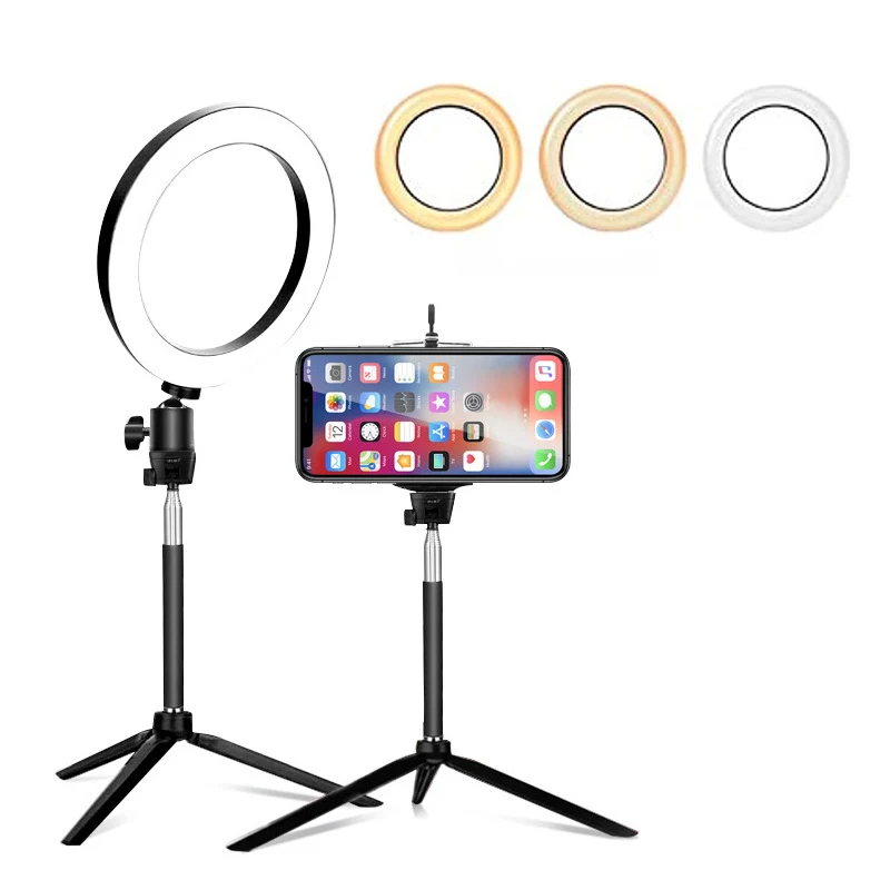 Dimmable Ring Light 16CM Led Selfie Ringlight Photo Photography Lighting With Mobile Phone Self-Timer Tripod For Youtube Video