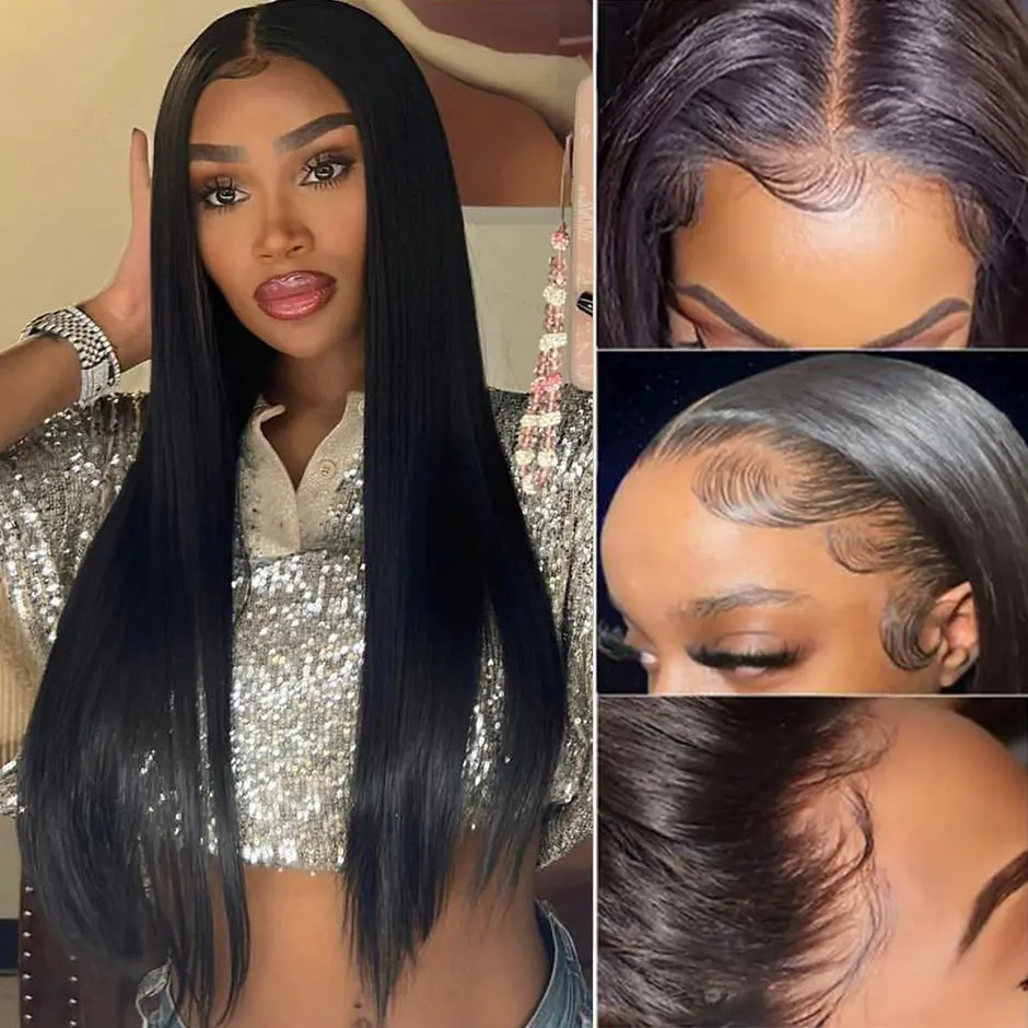 

Glueless Preplucked Wear And Go Wigs glueless wigs Human Hair Ready To Wear bone Straight wig HD lace front wigs human hair