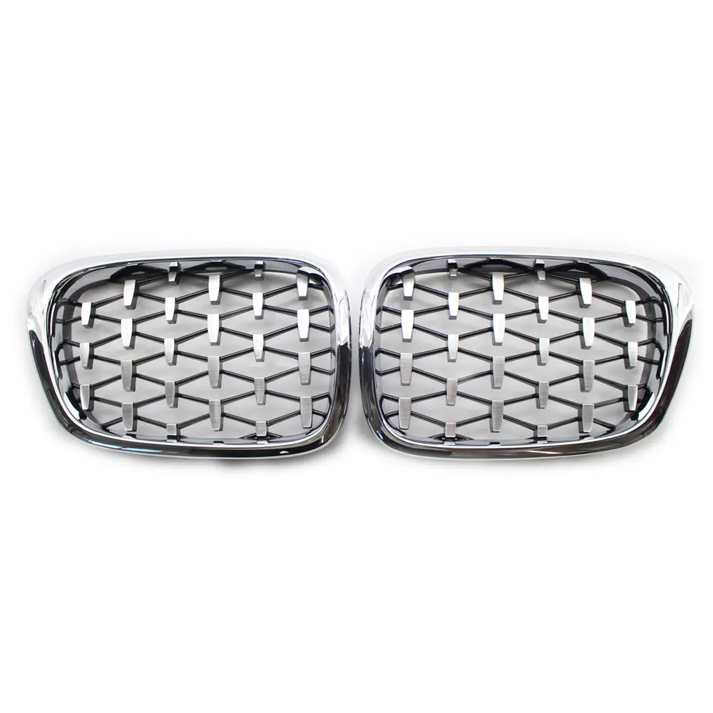 Front Diamond Kidney Grille Gypsophila Grille For BMW E39 M5 Series 1997-2003 520i 525 530 ABS Silver Black