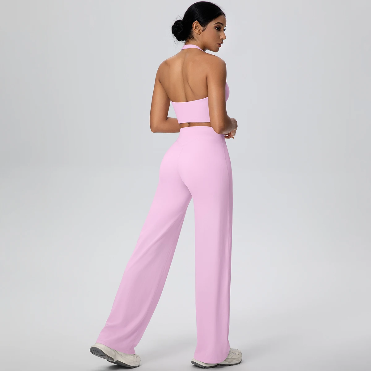 2Pieces Breathable Summer Workout Top Pants Yoga Set Yoga Underwear With Chest Pad Quick Drying Push Up Pencil Pants Yoga Set - Image 6