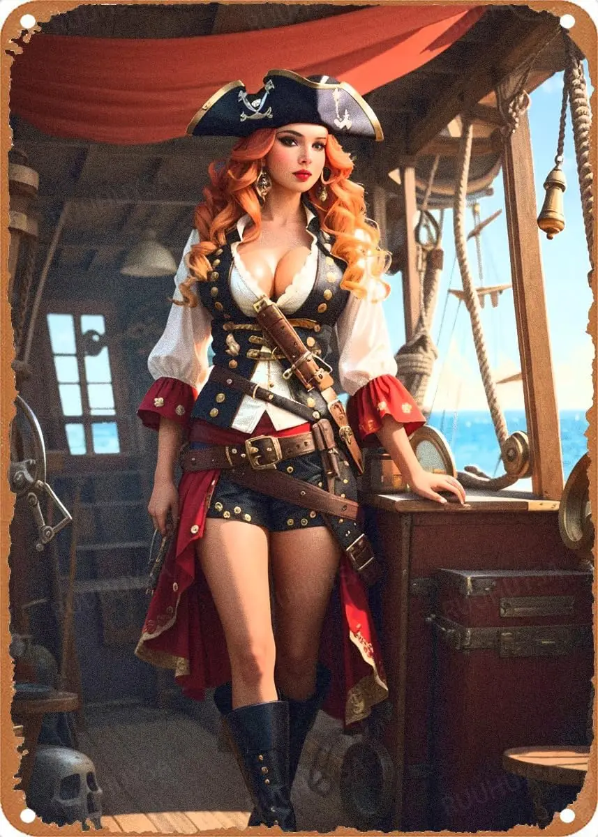 RUUHUYSA Vintage Metal Tin Sign A PirateS Life For Me Sexy BeautyFemale Pirate Iron Painting Home Family Lovers Gift Funny Bedro