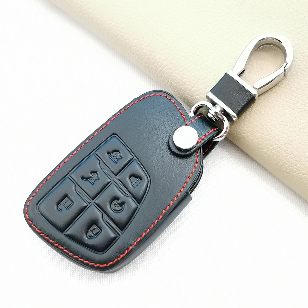 Leather Cover Key Case Car Fob for Chevrolet Tahoe Suburban for GMC Yukon for Buick ENVISION S Plus Avenir 2020 2021 6 Buttons