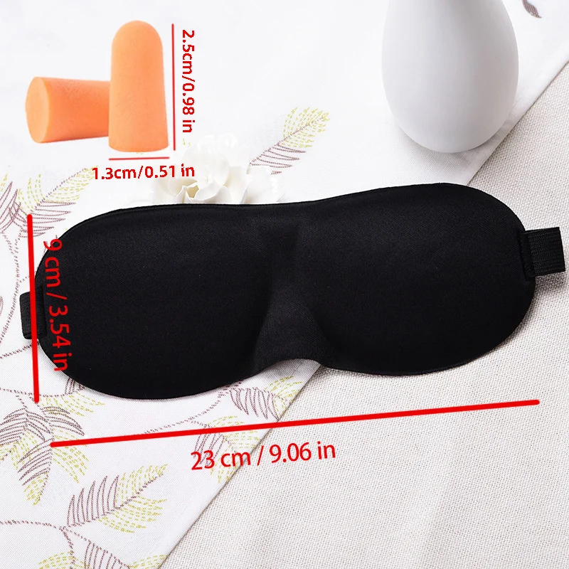 3-Pcs Ultra-Soft Skin-Friendly Sun-Blocking 3D Eyeshade Ear Protector To Reduce Noise Suitable Travel Camping Resting Good Gift