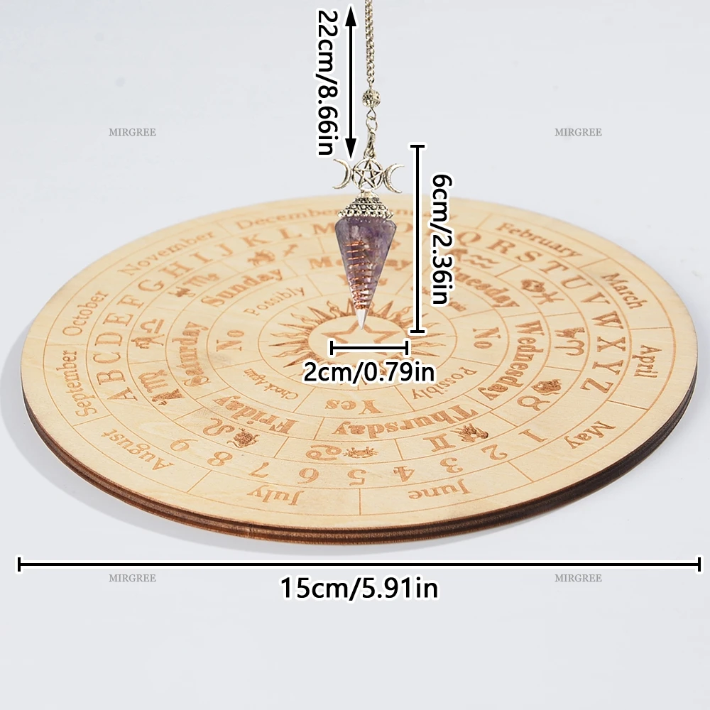 قطعتان من البندول الكريستالي مع مجموعة أطباق العرافة، تستخدم لصنع القرار والتوجيه البديري والطقوس الروحية #5