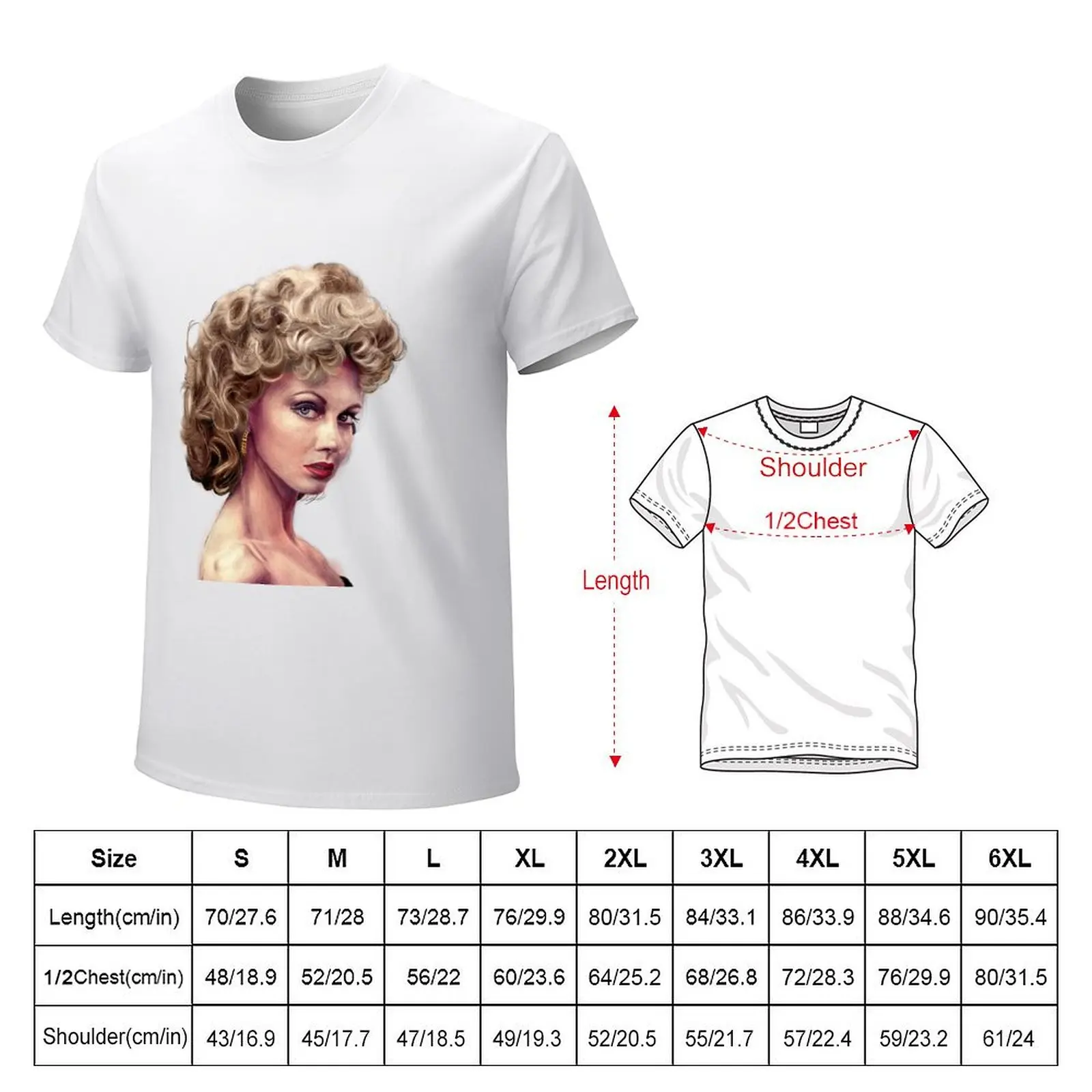 Olivia Newton-John as Sandy T-shirt oversizeds kawaii clothes Short sleeve tee heavy weight t shirts for men