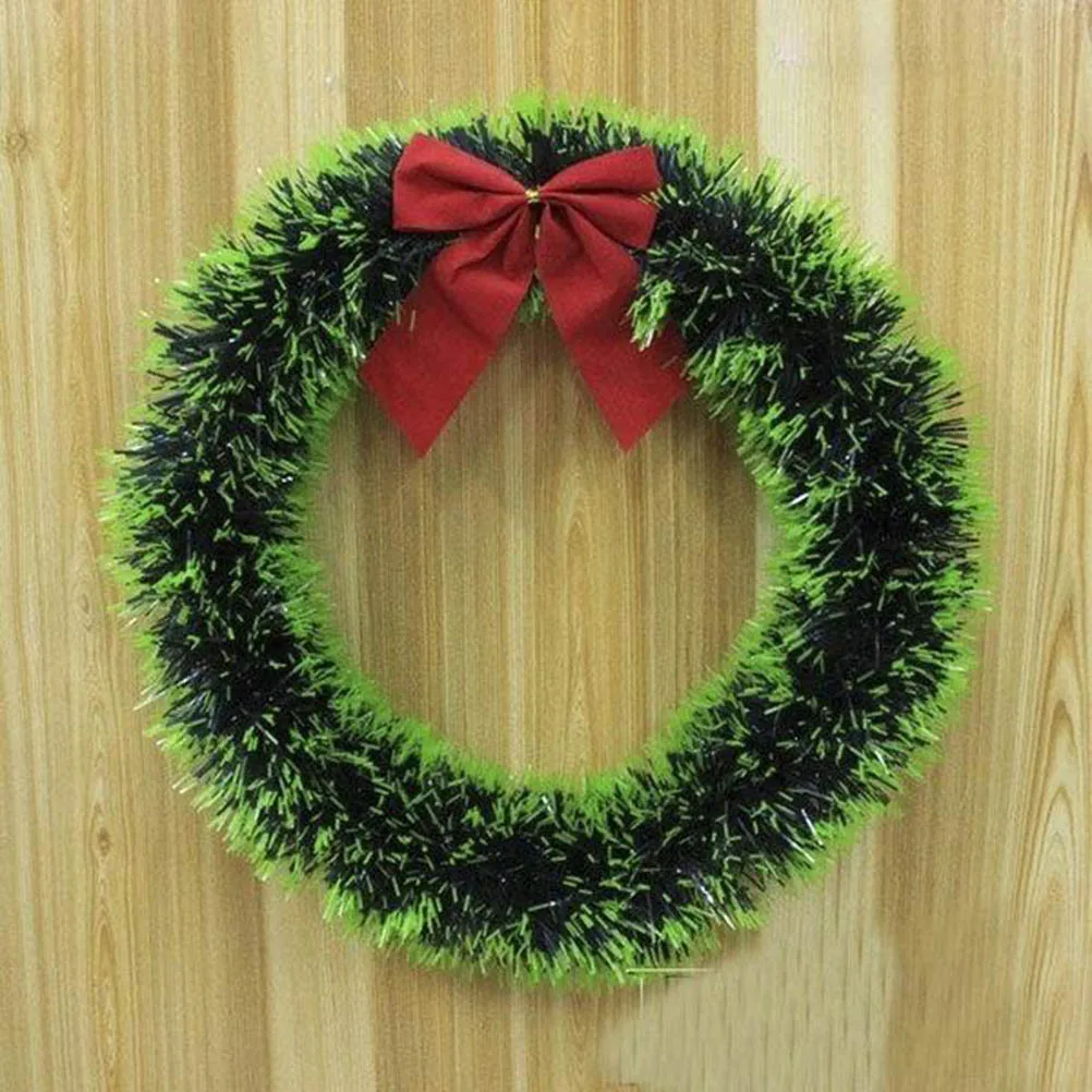 

Green Christmas Wreath Garland Red Bowknot DIY Bells Balls Indoor Outdoor Holiday Door Wreath Xmas Party Decoration
