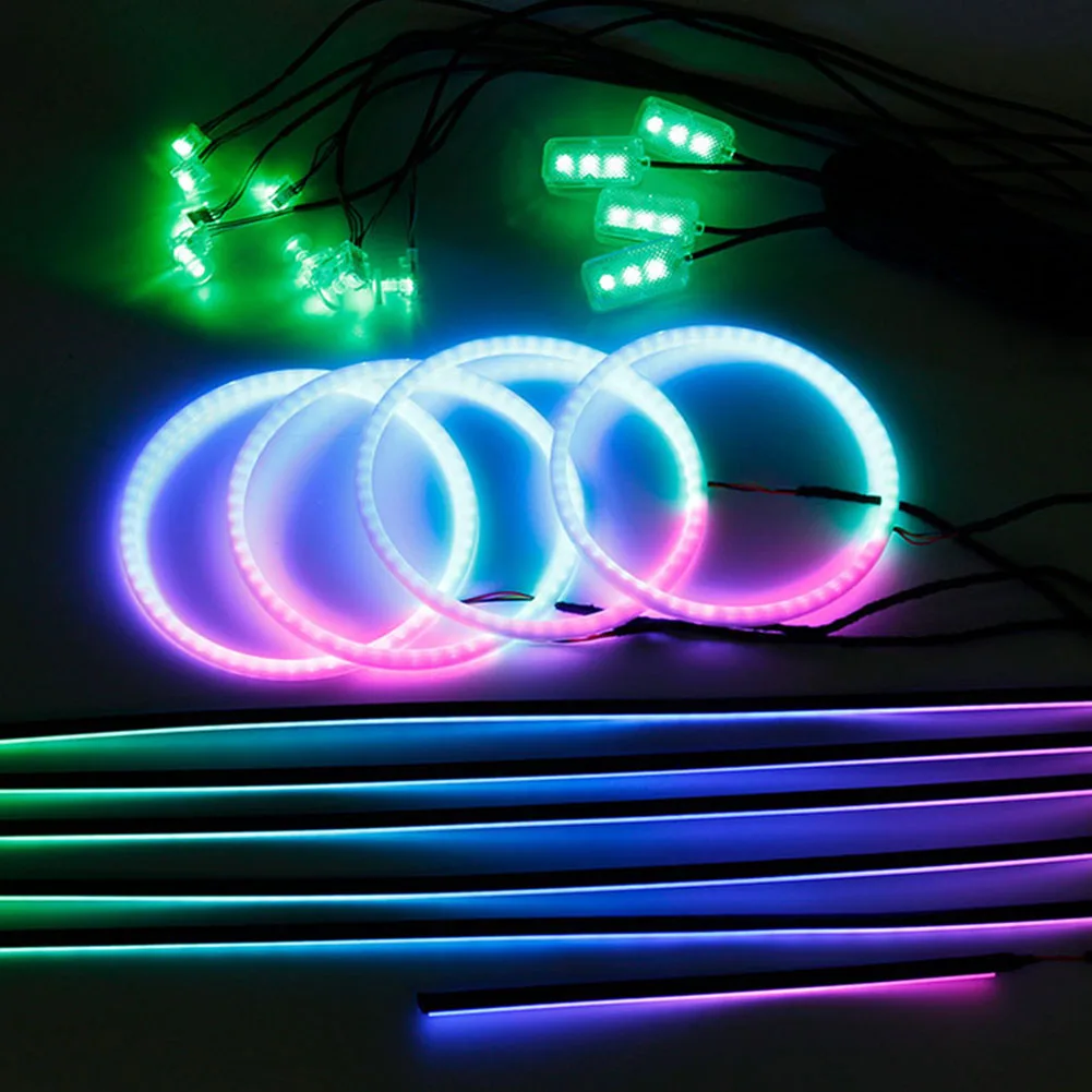 22 في 1 كامل اللون غاسل أضواء السيارة المحيطة RGB 64 لون LED الداخلية المخفية الاكريليك قطاع سيمفوني جو مصباح