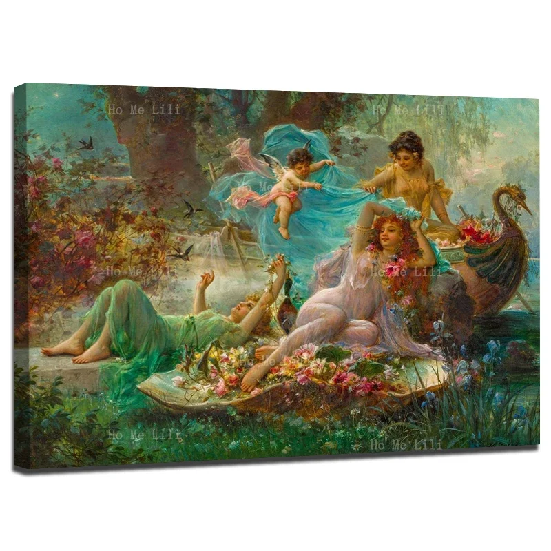 Forest Nymph Flora Cherub Lovely Angels Elves Myths And Fables The Empress Eugenie Surrounded Romantic Canvas Wall Art Painting