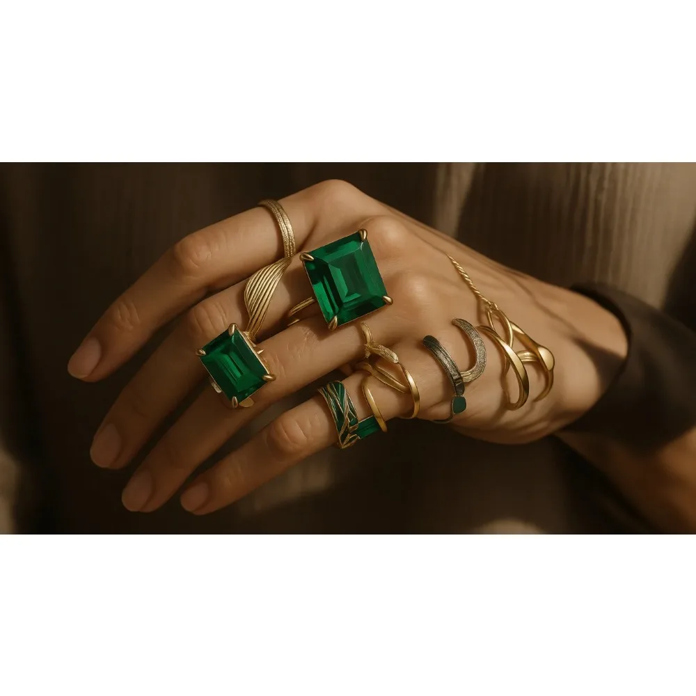 

Обручальное кольцо из стерлингового серебра 925 пробы с зеленым изумрудом 3 карата для женщин, размеры 5-10