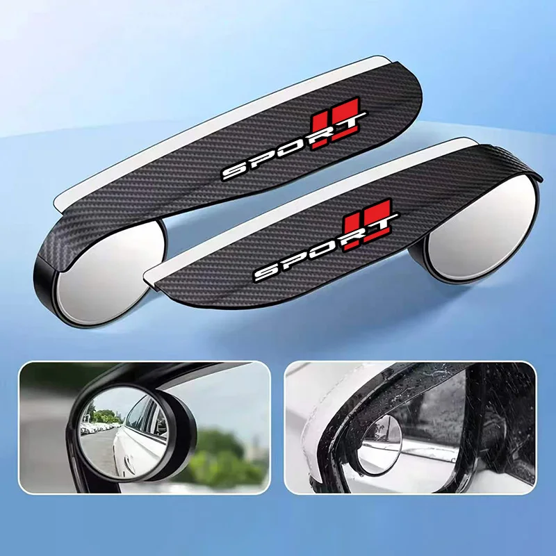 Four Square Red Sports Car Rearview Mirror Rain Shields, Small Round Mirrors, Integrated Cartoon Reflective Mirrors, Reversing Mirrors, Rain Protection, Waterproof