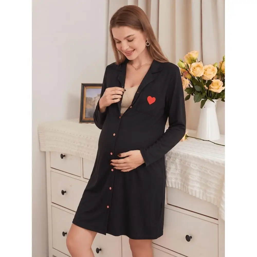 Maternity Maternity breastfeeding pajamas care long-sleeved pajamas autumn winter comfortable casual dress maternity wear - Aliexpress Deal