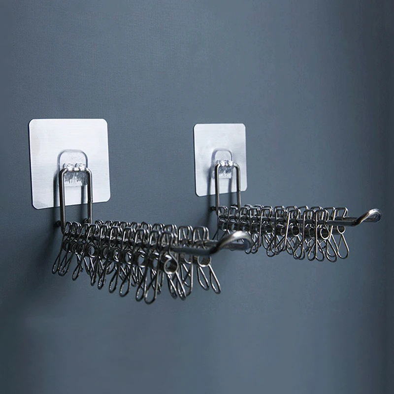 Versatile Wall-mounted Hanger Storage Space-saving Foldable Clothes Hanger Rack Windproof Anti-slip Organizer