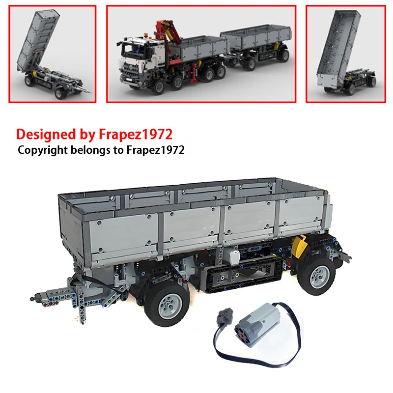 MOC Technical Tipping Trailers 2 Axle Model Building Blocks DIY Set for 42043 Pneumatic Trucks Bricks Assembly Toys