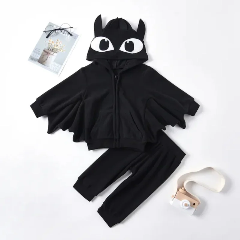 New Kids Cosplay Halloween costume 2021 Winter children's clothing suits cartoon bat man costume children black suit boys clothe