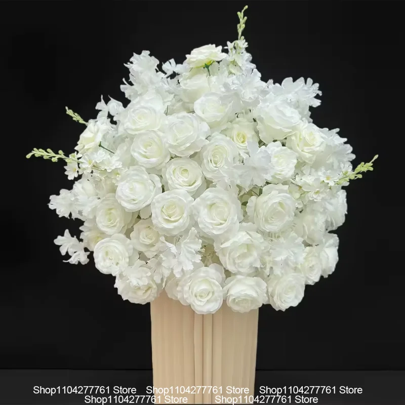 30/40/50/60/70 cm, weißes Tischdeko-Set, Blumenball mit Rosen und Hortensien, für Hochzeiten und Veranstaltungen, als Hintergrunddekoration, Blumenarrangement-Zubehör. – Detail 7