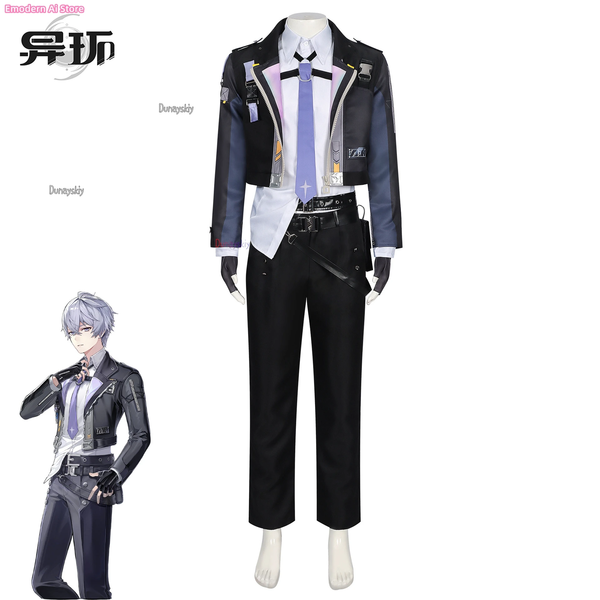 

Anime Game Neverness To Everness Cosplay コスプレ Esper Zero Man Handsome Dk Dark Gray Coat Pants Tie Wigs Halloween Christmas