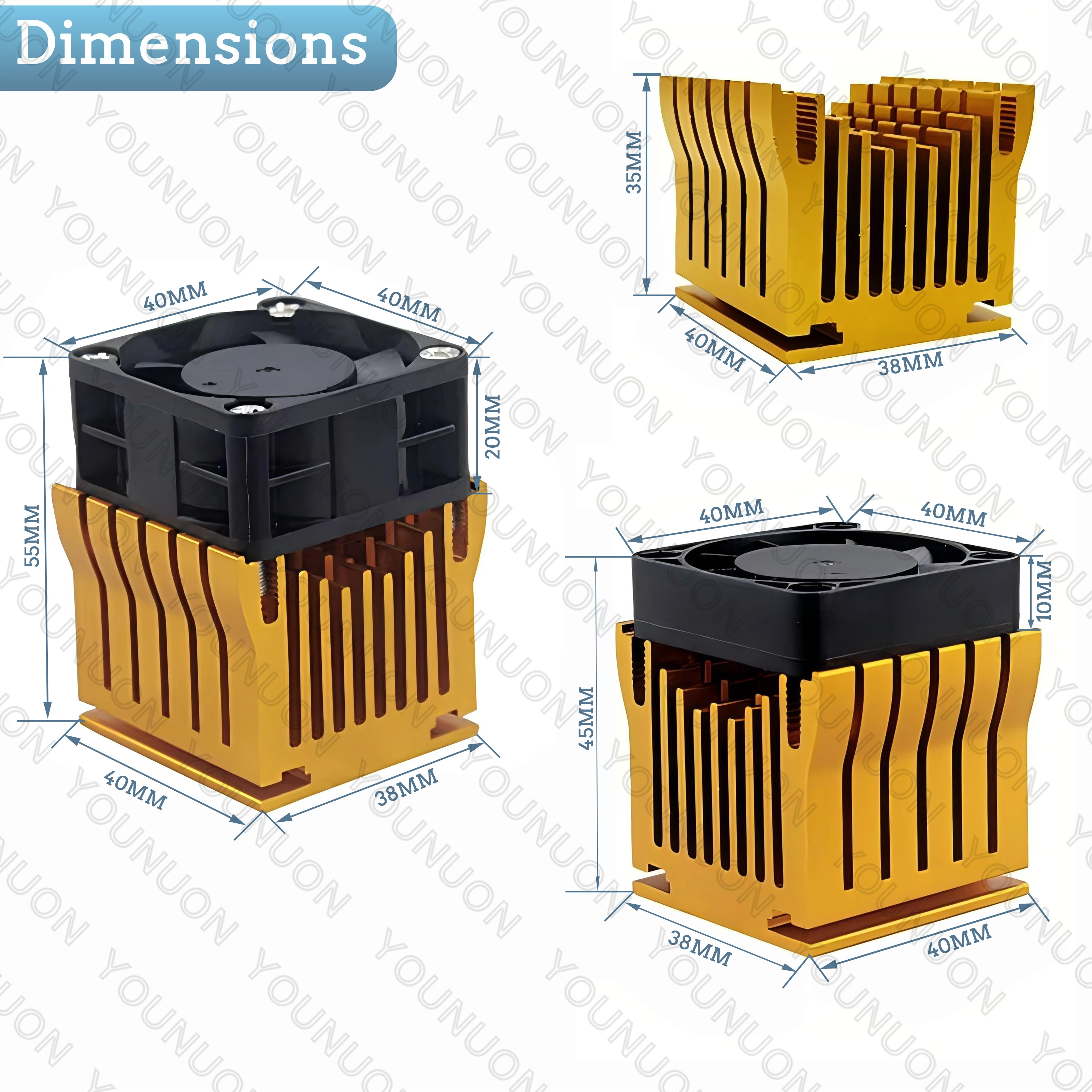 DIY Aluminiowy Radiator Northbridge Chłodzący Płyty Głównej z Wentylatorem 40mm 12V 40x40x10mm 40x40x20mm — zdjęcie produktu 5