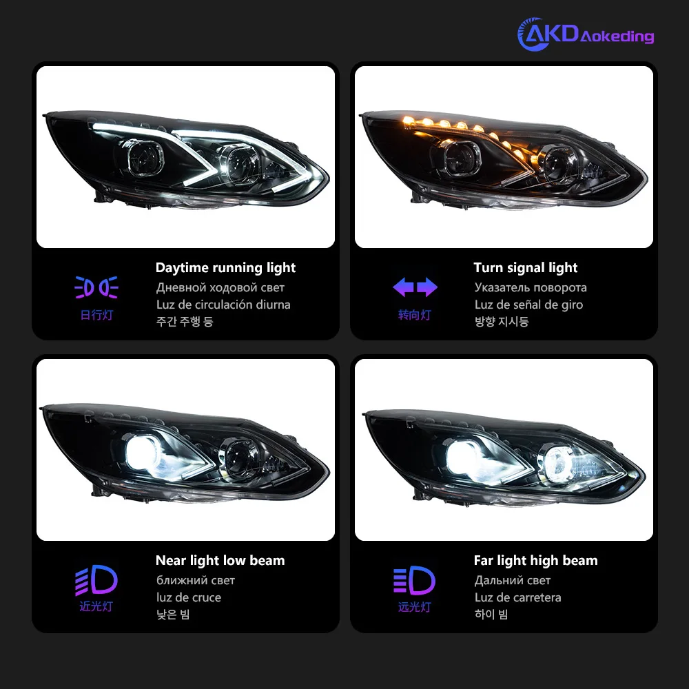 AKD Car Styling Headlights for Ford Focus 3 2012-2014 LED Headlight DRL Turn Signal Light Led Projector Auto Accessories